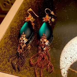Alexis Bittar Green and Gold Earrings